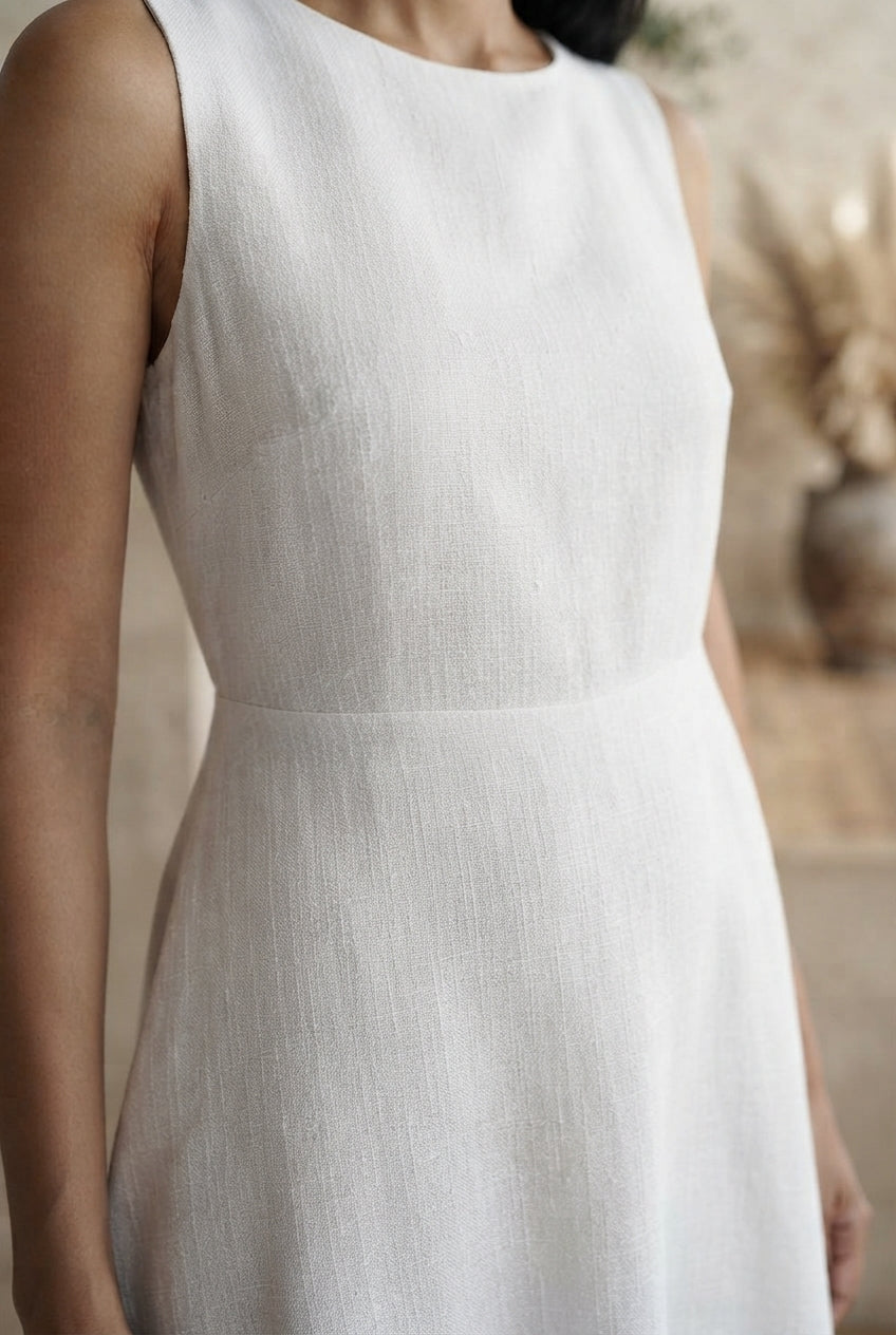 Robe longue blanche sans manches